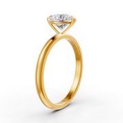 Round Cut Real Moissanite 2 Prong Solitaire Ring 14K Gold Plated